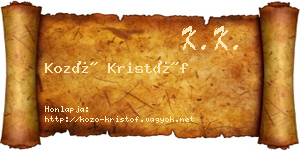 Kozó Kristóf névjegykártya